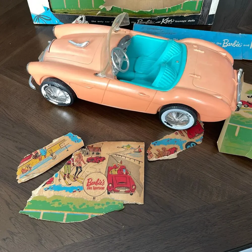 Vintage Barbie Austin Healey Convertible Sports Car 1962 w/ Box Irwin Toy FLAW